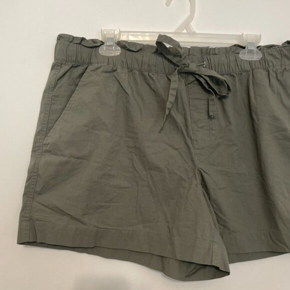 ANN TAYLOR LOFT Olive Green High Rise Drawstring Cotton Pull On Paperbag Shorts - Picture 3 of 15